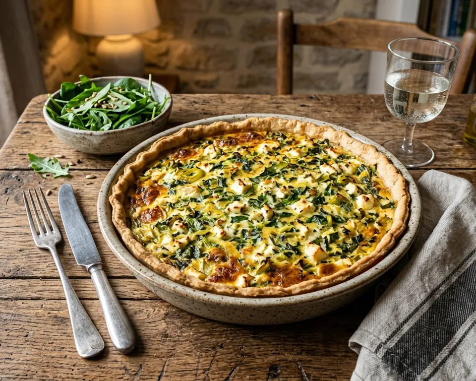 Quiche poireaux féta ail des ours